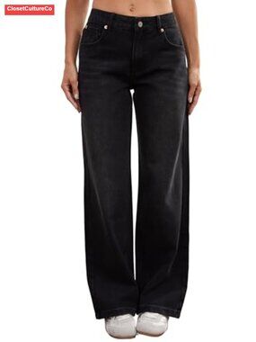 Low Rise Baggy Wide Leg Jeans Loose Fit Straight Denim Pants